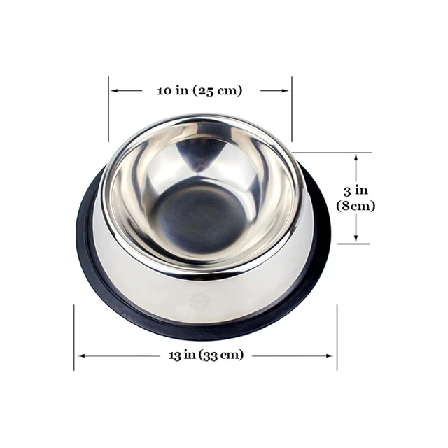Alt view image 7 of 7 - SunGrow No Spill 64 Oz Jumbo Stainless Steel Feeding Bowl for Dogs and Cats, Anti-Skid Rubber Base, Rust Resistant