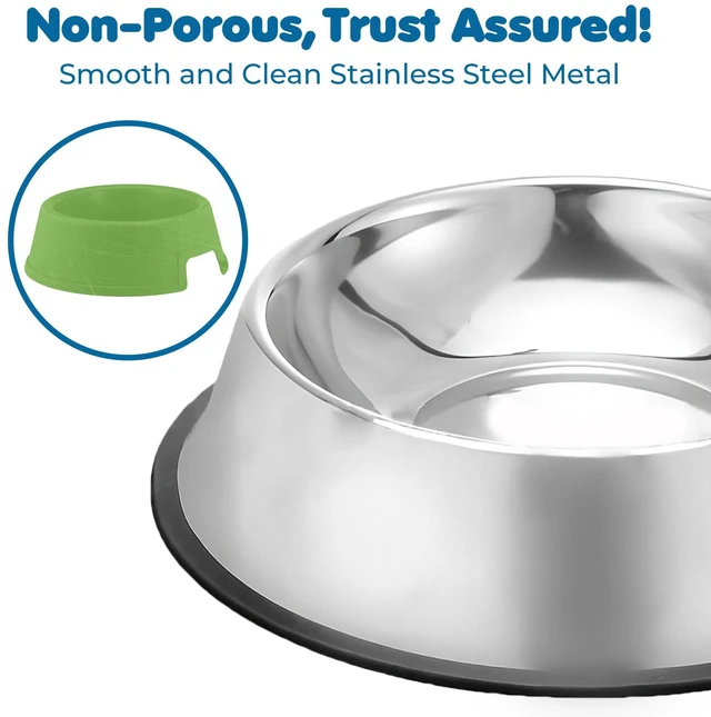 Alt view image 3 of 7 - SunGrow No Spill 64 Oz Jumbo Stainless Steel Feeding Bowl for Dogs and Cats, Anti-Skid Rubber Base, Rust Resistant