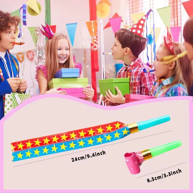 Alt view image 3 of 7 - 25 PCS Party Blowers Blowouts Noisemakers Funny Blow Horns Colorful Birthday Whistles New Year Favors Noise Makers