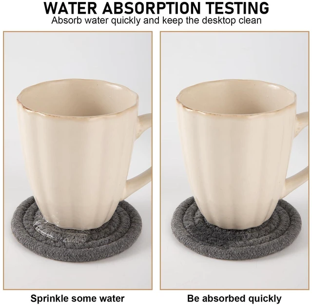 Alt view image 3 of 7 - OIAHOMY 10Pcs Boho Cotton Woven Coaster Set with Holder, Absorbent 4.3Inches Drink Coasters for Various Cups, Coffee Table Home Decor, Mixed Yellow