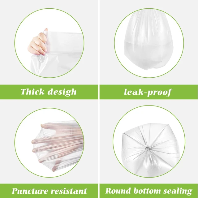 Alt view image 2 of 7 - Teivio 3 Gallon Small Clear Trash Bags 200 Count Bathroom Garbage Bags