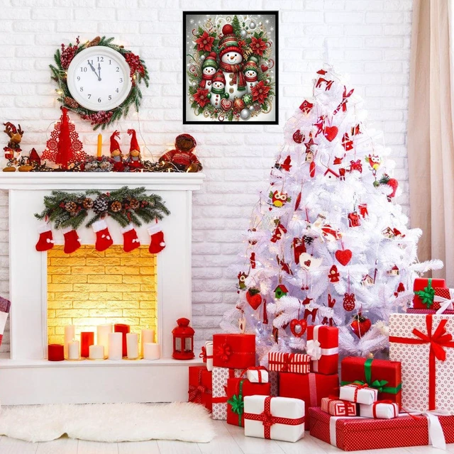 Alt view image 2 of 6 - WEUOPG Christmas Diamond Painting Kits, Snowman Family Full Drill 5D Round Diamonds for Adults & Beginners Home Wall Decor (Snowmen-Red)