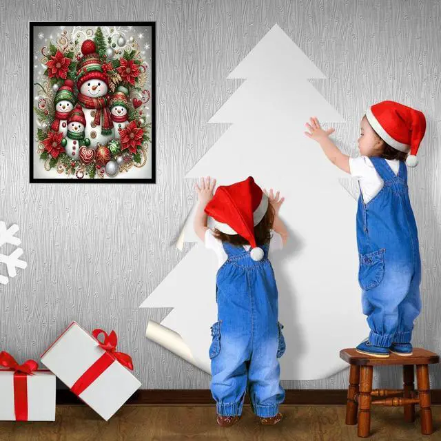 Alt view image 3 of 6 - WEUOPG Christmas Diamond Painting Kits, Snowman Family Full Drill 5D Round Diamonds for Adults & Beginners Home Wall Decor (Snowmen-Red)