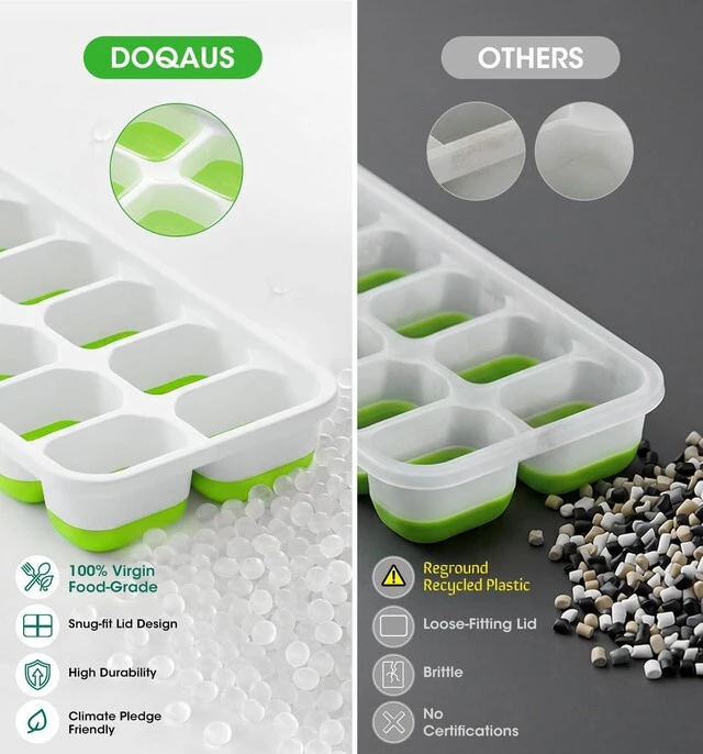 Alt view image 5 of 6 - DOQAUS Silicone Ice Cube Trays with Lids, 4 Pack for Freezer