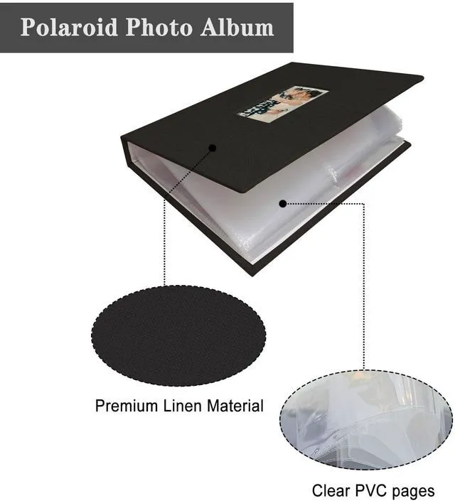 Alt view image 4 of 6 - Fujifilm Mini Instant Film Photo Album, 208 Photos, 2x3 Inch, Linen Hardcover, for Polaroid Instant Camera, Black, 1 Pack