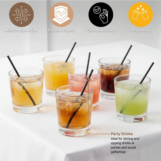 Alt view image 4 of 7 - PAMI Black Plastic Stir Straws 5in, 1000 Count