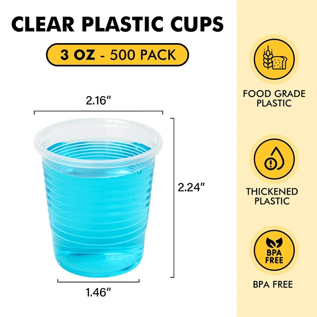 Alt view image 2 of 5 - RACETOP 100 Pack 3oz Clear Disposable Plastic Cups, Cold Drinking Cups for Party Wedding Thanksgiving Christmas