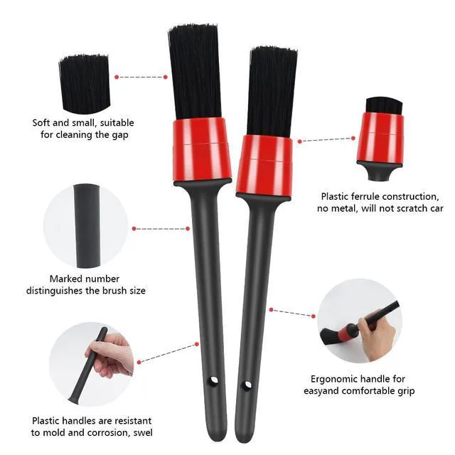 Alt view image 2 of 7 - 9pcs Detailing Brush Set with Interior Cleaning Brush, Steel Wire & Tire Brush
