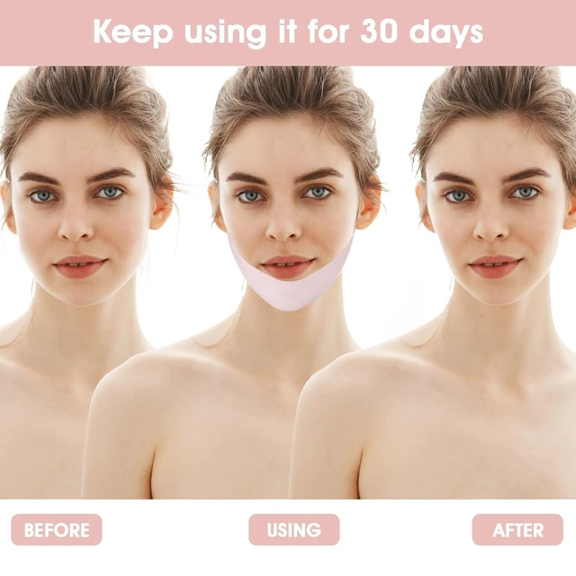 Alt view image 3 of 6 - Thinp Reusable V Line Face Lifting Chin Mask Strap for Double Chin, Skin Tightening, Preventing Sagging (Pink)