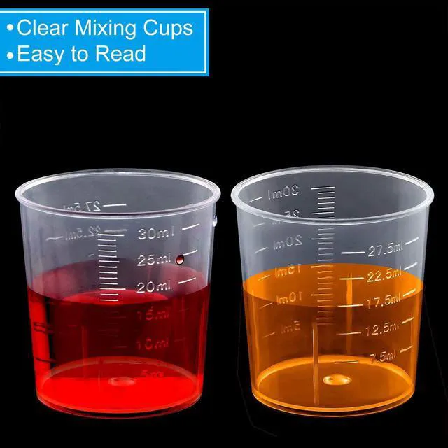 Alt view image 5 of 7 - 30ml Plastic Liquid Measuring Cups, 5 Pack, Clear Graduated, for Kitchen, Medicine, Lab, Baking