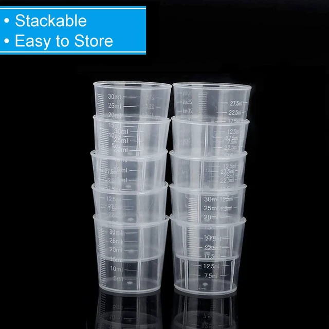 Alt view image 2 of 7 - 30ml Plastic Liquid Measuring Cups, 5 Pack, Clear Graduated, for Kitchen, Medicine, Lab, Baking