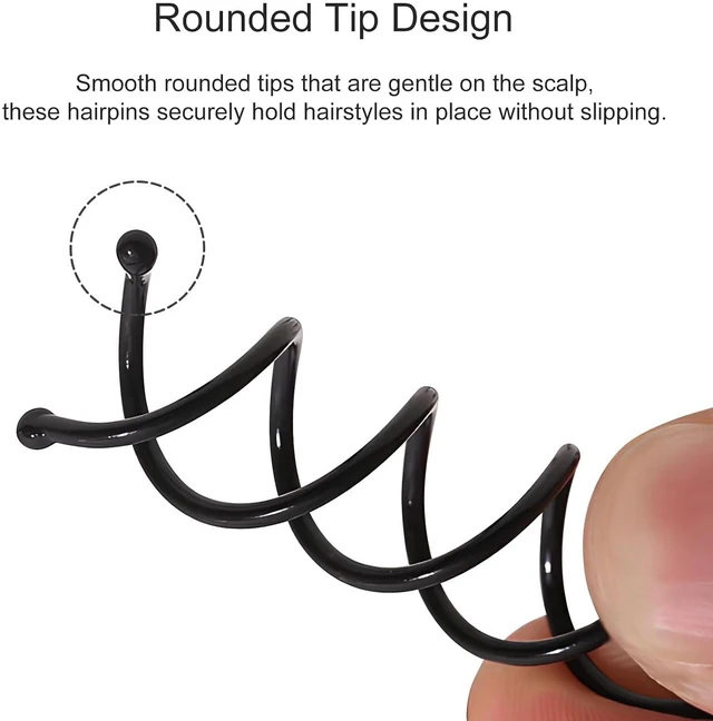 Alt view image 5 of 7 - 30-Piece Spiral Hair Pins, Twist Corkscrew Spin Pins with Non-Scratch Rounded Clips for Women's Hair Styling DIY (Black)