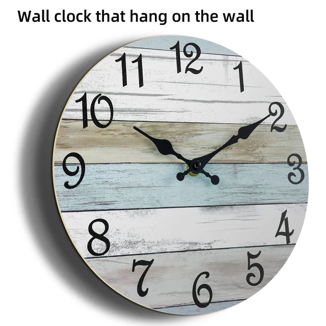 Alt view image 6 of 6 - CHYLIN Wall Clock, Battery Operated, Silent Non-Ticking, Rustic Coastal