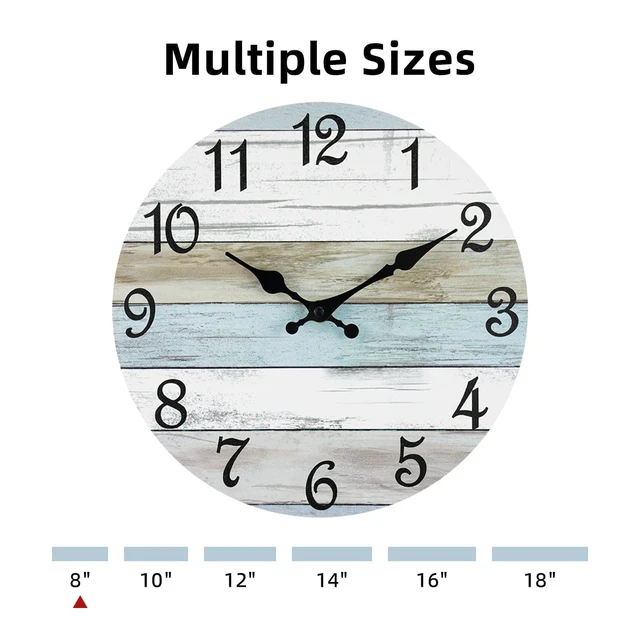 Alt view image 3 of 6 - CHYLIN Wall Clock, Battery Operated, Silent Non-Ticking, Rustic Coastal