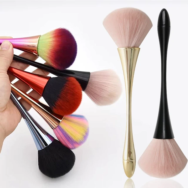 Alt view image 6 of 7 - 2Pcs Nail Dust Brush Cleaner - Large Manicure Clean Up Tool for Acrylic, Dip Powder, Makeup, Blush, Nail Art Brushes, Gold+Black