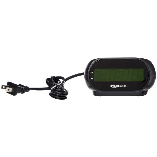 Alt view image 4 of 7 - Amazon Basics Small Digital Oval Alarm Clock with LED Display, Nightlight, Snooze Function, Battery Backup, Black, 4.5 x 3.5 x 2.4 Inches