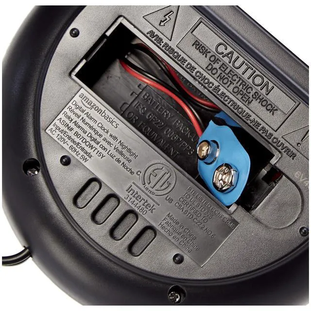 Alt view image 2 of 7 - Amazon Basics Small Digital Oval Alarm Clock with LED Display, Nightlight, Snooze Function, Battery Backup, Black, 4.5 x 3.5 x 2.4 Inches