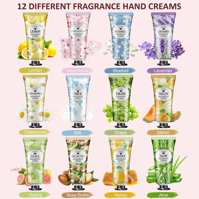Alt view image 4 of 7 - VESPRO 12 Pack Hand Cream Gift Set, Travel Size Mini Moisturizing Hand Lotion for Dry Cracked Hands, Thank You Gift, Party Favors, Teacher Gifts and Birthday Gifts