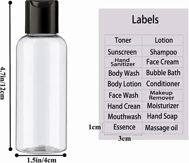 Alt view image 5 of 7 - DNSEN 5 Pack 3.4 oz TSA Approved Leakproof Plastic Empty Travel Bottles for Toiletries with Labels