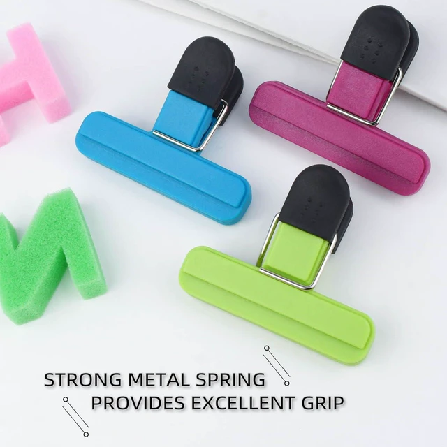 Alt view image 5 of 7 - 6 Pack Chip Bag Clips, Heavy Duty Tight Seal Grip Plastic Food Storage Clips, Assorted Colors Small Sizes Kitchen Clips for Coffee Snacks (3 Colors)