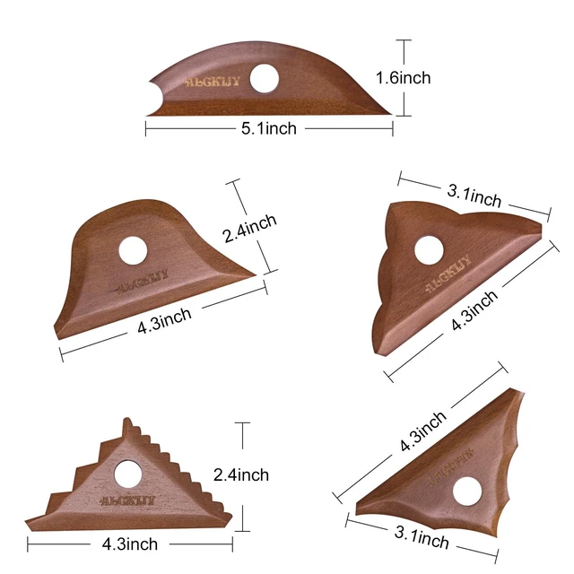 Alt view image 4 of 7 - Pottery Ribs 5 Pack, Double Bevel, Supports Left and Right-Handed, Forward and Reverse Rotation, Pottery Trimming Textured Art Tools, Foot Shaper Prep Tool