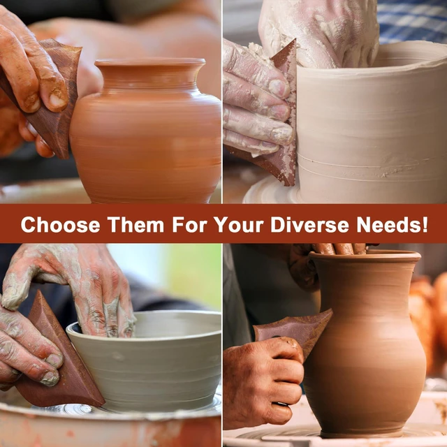 Alt view image 3 of 7 - Pottery Ribs 5 Pack, Double Bevel, Supports Left and Right-Handed, Forward and Reverse Rotation, Pottery Trimming Textured Art Tools, Foot Shaper Prep Tool