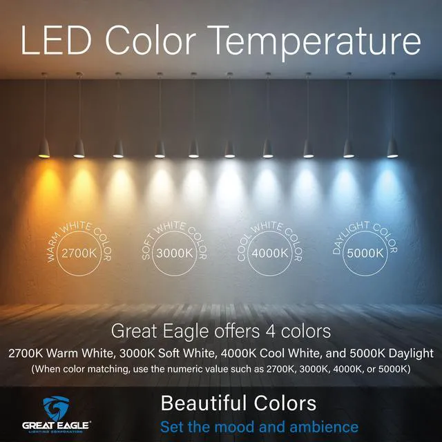 Alt view image 4 of 6 - Great Eagle Lighting A19 E26 100W Equivalent LED Bulb, 5000K Daylight, 1500 Lumens, Non-Dimmable, Damp Rated, Indoor/Outdoor Covered Porch & Garage, 2 Pack