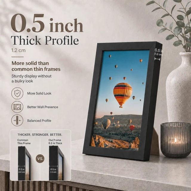 Alt view image 4 of 7 - JCJMY 6x10 Picture Frame Black for Wall Hanging or Tabletop, Horizontal or Vertical Mounting, with Shatter Resistant Plexiglass