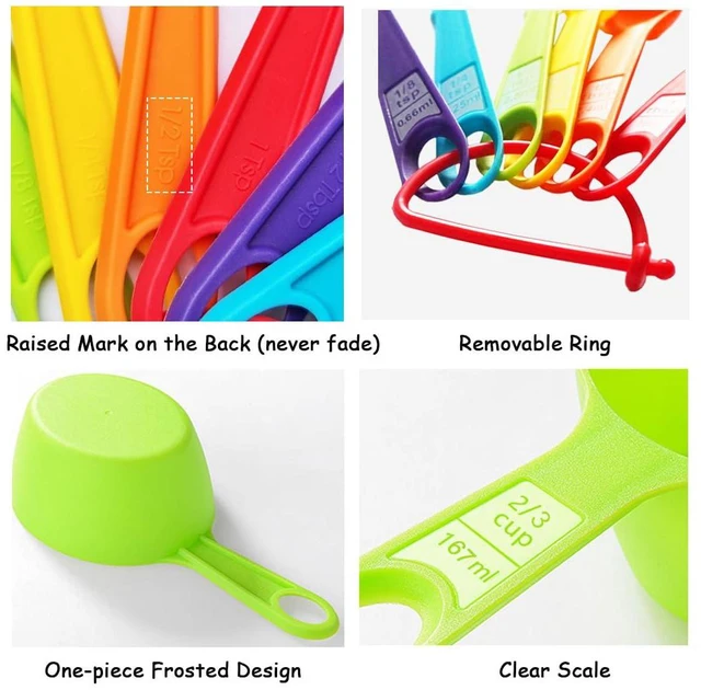 Alt view image 3 of 7 - 12-Piece Measuring Cups and Spoons Set, Colored Kitchen Measure Tools, Durable Nesting for Dry and Liquid, Dishwasher Safe