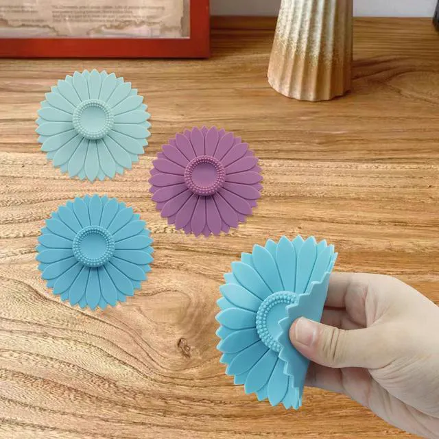 Alt view image 4 of 5 - Hitefu Sunflower Silicone Cup Covers, Multicolored, Set of 3