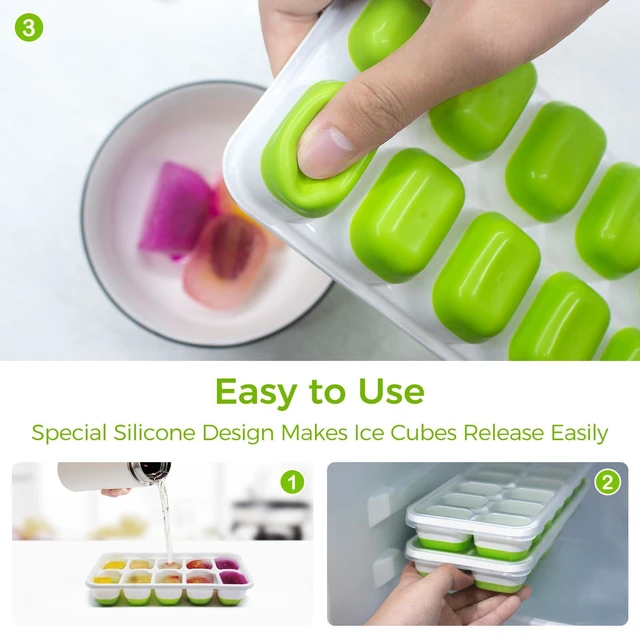 Alt view image 6 of 7 - DOQAUS 2 Pack Silicone Ice Cube Tray with Lids for Freezer