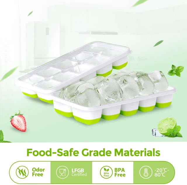 Alt view image 2 of 7 - DOQAUS 2 Pack Silicone Ice Cube Tray with Lids for Freezer