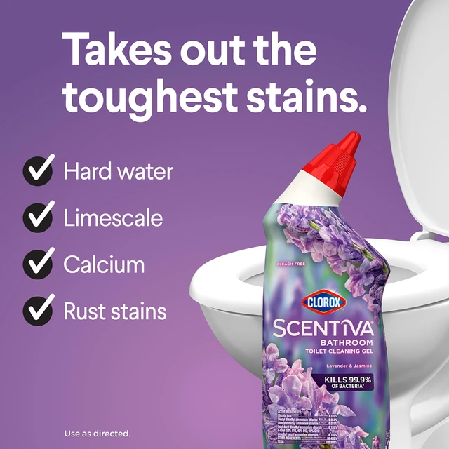 Alt view image 5 of 5 - Clorox Scentiva Lavender and Jasmine Bathroom Toilet Cleaning Gel, 24 Fluid Ounces (Pack of 2)