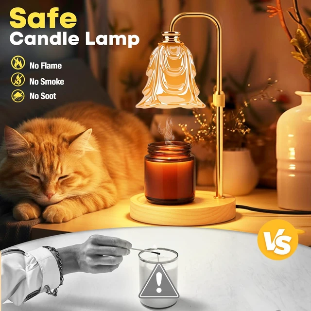Alt view image 5 of 7 - Candle Warmer Lamp with Timer and Dimmer, 5 Brightness Settings, Anti-Glare, Adjustable Height, Electric Wax Warmer, Home Decor