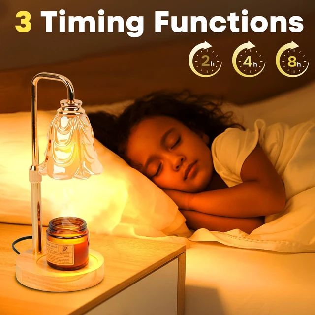 Alt view image 7 of 7 - Candle Warmer Lamp with Timer and Dimmer, 5 Brightness Settings, Anti-Glare, Adjustable Height, Electric Wax Warmer, Home Decor