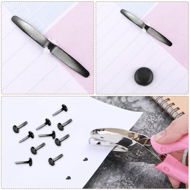 Alt view image 7 of 7 - 100PCS Brass Round Mini Brads Paper Fasteners for Scrapbooking DIY Supplies (Black)