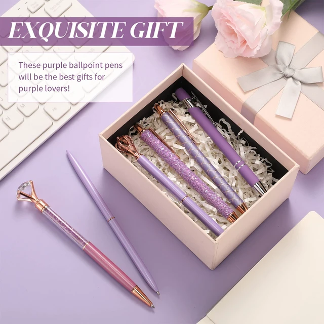 Alt view image 5 of 6 - Qeeenar 6 Pcs Fancy Ballpoint Pens Glitter Metal, Purple Series