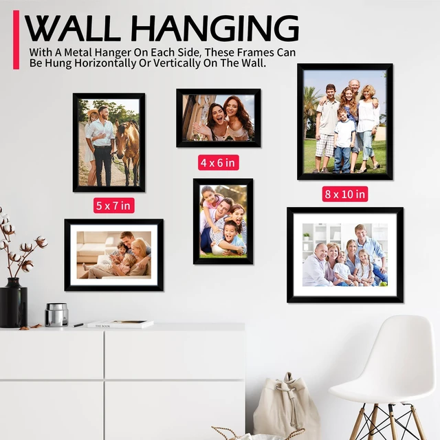 Alt view image 2 of 6 - 4x6 Picture Frames 2 Pack, Black Photo Frame for Wall or Tabletop Display, Lightweight, HD Plexiglass, Horizontal or Vertical for Graduation, Office, Home Decor