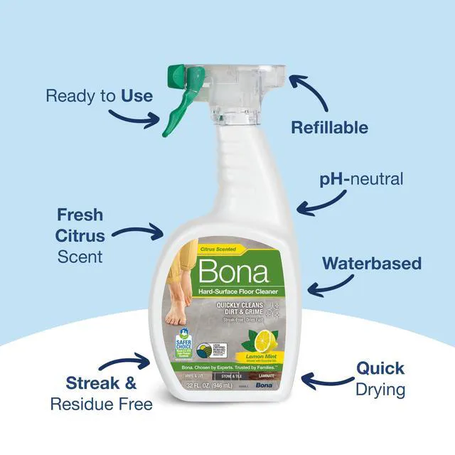 Alt view image 5 of 6 - Bona Multi-Surface Floor Cleaner Spray 32 fl oz Lemon Mint Scent