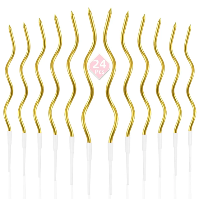 Alt view image 5 of 7 - PHD CAKE 24-Count Gold Spiral Long Thin Metallic Birthday Candles for Birthday Parties & Wedding Decorations
