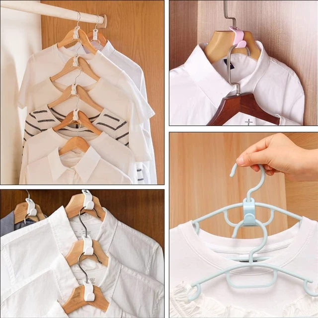 Alt view image 3 of 7 - 100Pcs 4-Color Hanger Hooks Stackable Space-Saving Closet Organizer