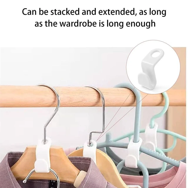 Alt view image 6 of 7 - 100Pcs 4-Color Hanger Hooks Stackable Space-Saving Closet Organizer
