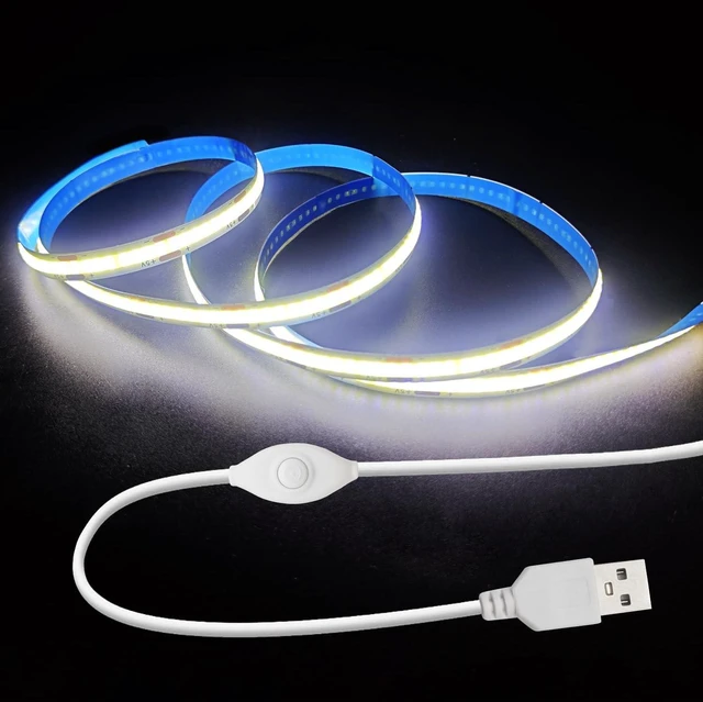 Main image of ZSLAIFU 5V USB White Dimmable COB LED Strip Light, 3.28FT, High Brightness, for Display Cabinet, Living Room, TV Lights