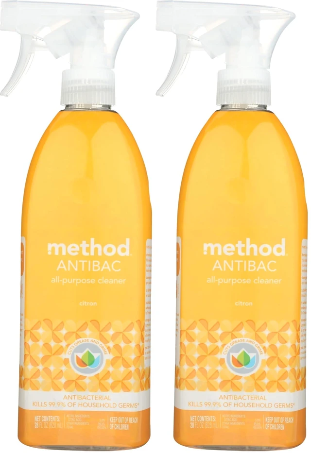 Main image of Method Antibacterial All-Purpose Cleaner Spray, Citron, 28 Fl Oz (Pack of 2), Kills 99.9% of Household Germs