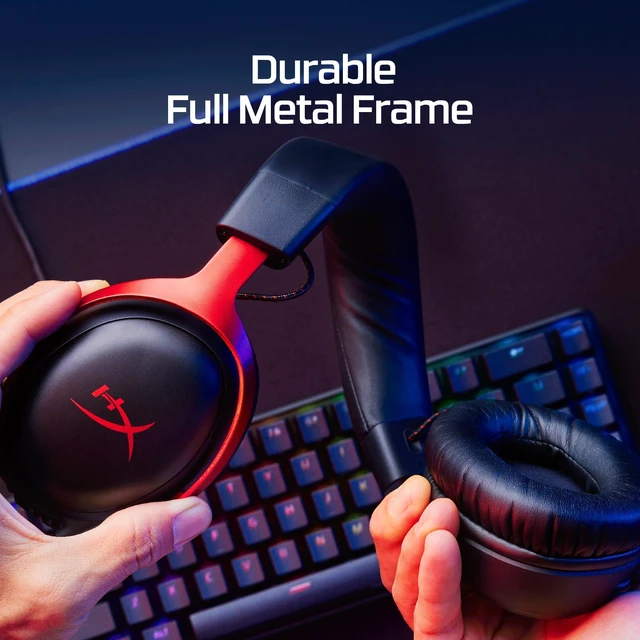 Alt view image 2 of 6 - HyperX Cloud III Wired Gaming Headset with Angled 53mm Drivers Spatial Audio Memory Foam 10mm Mic for PC PS5 Xbox Series X|S USB-C USB-A 3.5mm Black/Red