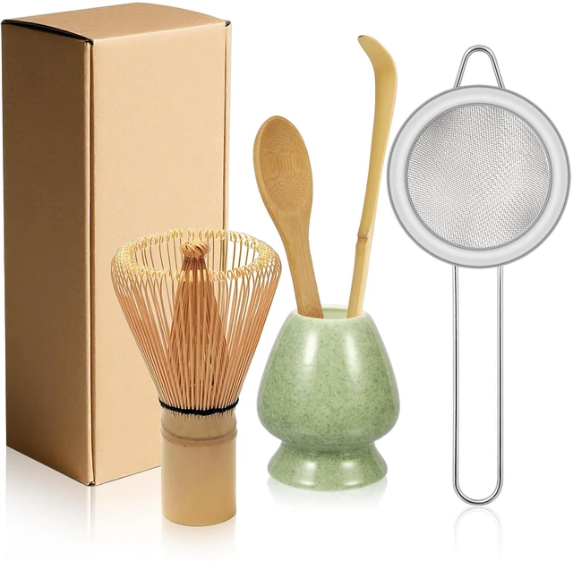 Main image of Matcha Whisk Set with Ceramic Whisk Holder, Bamboo Scoop, Powder Starter Sifter, Spoon - Japanese Tea Tools