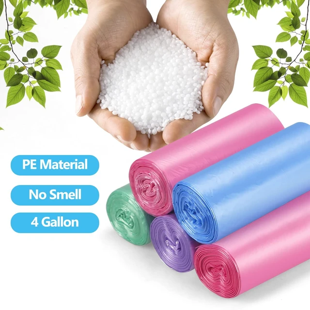 Alt view image 3 of 6 - 4 Gallon Small Trash Bags, 100 Count, 5 Rolls, Colored, for Office Bedroom Bathroom Trash Can Liners