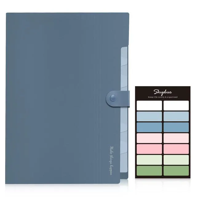 Alt view image 3 of 6 - SKYDUE Expanding File Organizer with 8 Pockets, Accordion File Folders with Labels, Portable Document Bill Receipt Organizer, Letter Size, Blue