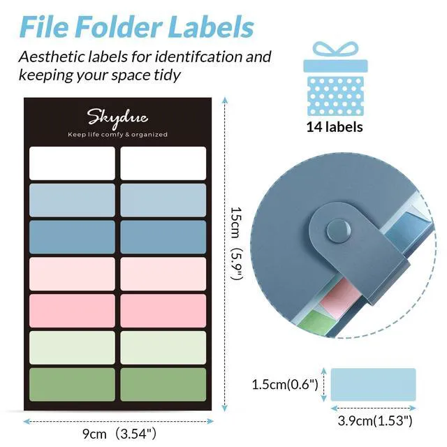 Alt view image 4 of 6 - SKYDUE Expanding File Organizer with 8 Pockets, Accordion File Folders with Labels, Portable Document Bill Receipt Organizer, Letter Size, Blue