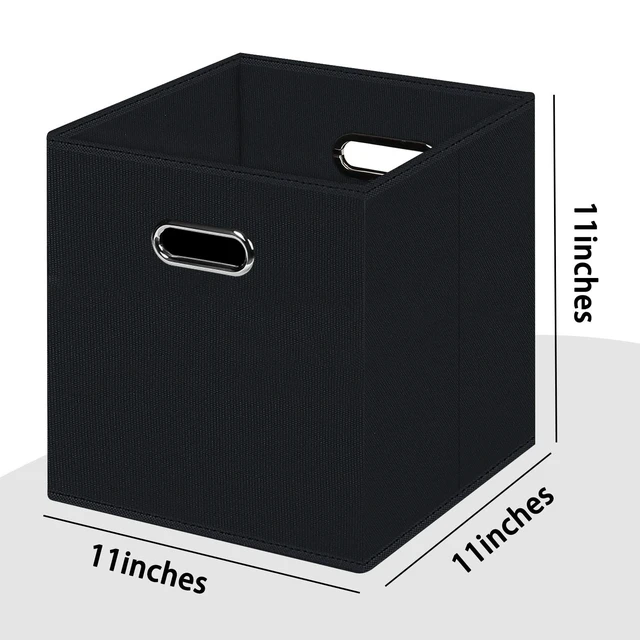 Alt view image 7 of 7 - Black Fabric Foldable Storage Cubes Bins with Dual Handles for Home Organizer